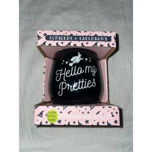 Cobwebs & Cauldrons Hello My Pretties Stemless Wine Glass Halloween Glow in Dark